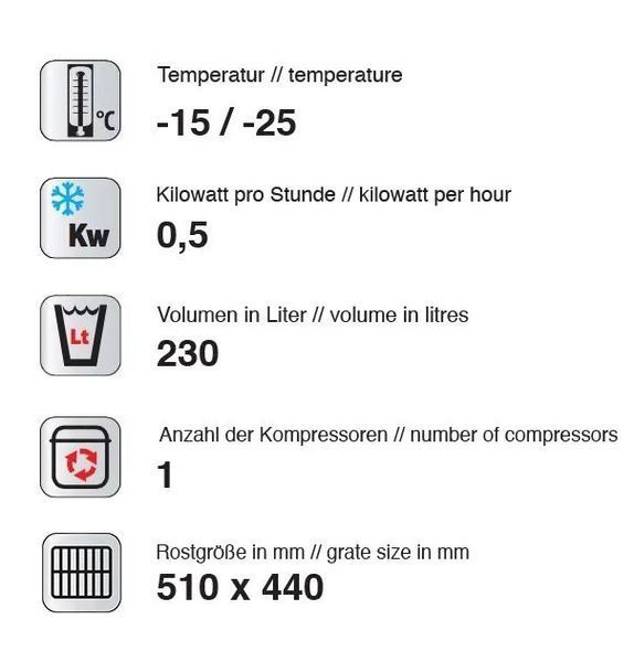 Морозильный шкаф-витрина PVT250M GGM Gastro (-15 &deg;C до -25 &deg;C) (BI)031981 фото