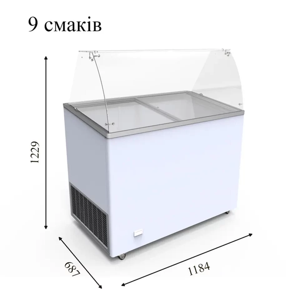 Морозильная витрина для мороженого VENUS 36 VETRINE CURVED ECONOMY Crystal (гнутое стекло, без задних дверей-запасника) (BQ)056362 фото
