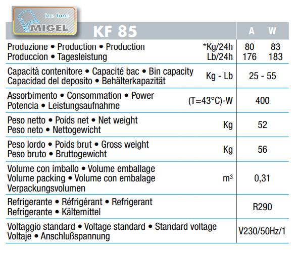 Льдогенератор чешуйчатого льда KF-85A Migel (BP)034070 фото